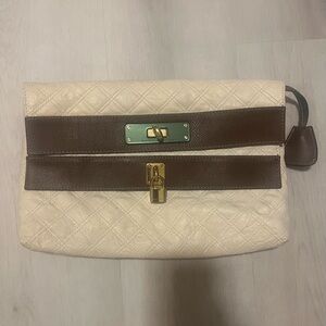 Marc Jacobs Cream and Brown Quilted Women's clutch